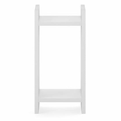 Furinno Viola Tall Side Table, 2-Tier Modern End Table with Open Shelf, 1.2-Inch Extra Thick Frame Night Stand, Open Back Bedside Table, Easy Assembly, for Living Room, Bedroom, White - size: 2-Tier, 31" Tall