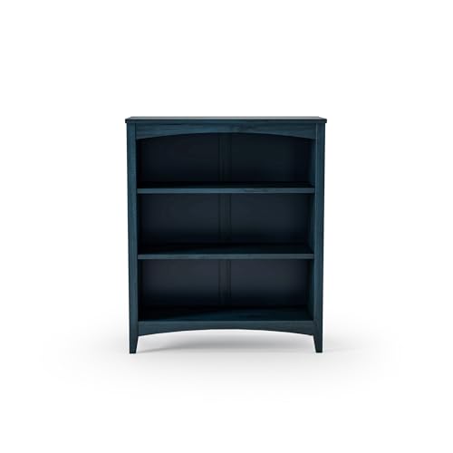 Camaflexi Shaker Style 3 Shelf Bookcase/Solid Wood / 36" High/Adjustable Shelving/Closed Back/Display Bookshelf for Living Room, Bedroom, Home and Office, Deep Ocean Blue - color: Deep Ocean Blue, size: 36"