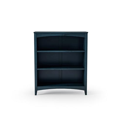 Camaflexi Shaker Style 3 Shelf Bookcase/Solid Wood / 36" High/Adjustable Shelving/Closed Back/Display Bookshelf for Living Room, Bedroom, Home and Office, Deep Ocean Blue - color: Deep Ocean Blue, size: 36"