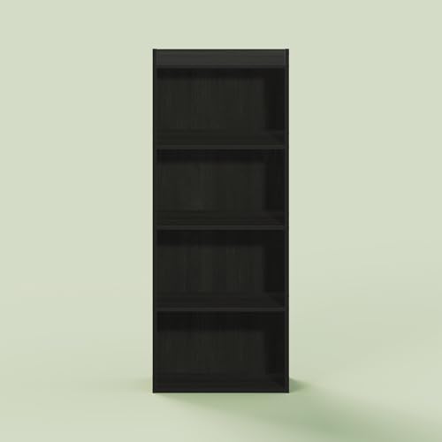 Hagen 4-Tier Open Shelf Bookcase, Bookshelf, for Living Room and Home Office, Black Oak - color: Black Oak, size: 9.3 (D) x 15.6 (W) x 41.7 (H) inches.