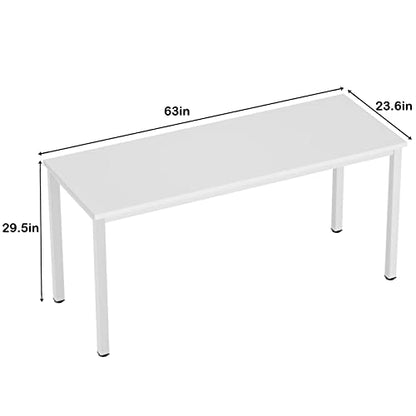Need 63 Inch Large Computer Desk, Ample Legroom, Metal Frame, All White | Home Office Desk, Basic Sturdy Writing Table, Adjustable Feet, Water-Resistant, Dorms & Bedrooms, Easy Assembly, Game & Study - color: White, size: 63 inches