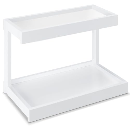 MARTY 2 Tier Spice Rack Organizer for Countertop, 15.8''L White Coffee Station/Bathroom Organizer Countertop, Counter Shelf Desktop Storage Organizer for Kitchen, Bedroom, Office - color: White, size: Medium