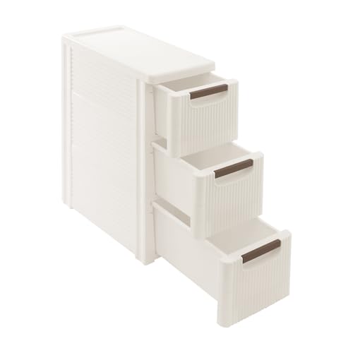 3 Tier Mobile Storage Cart, Modern White Slim Rolling Storage Cabinet with Wheels, Compact Organizer Cart for Kitchen Bathroom Bedroom Office (3 Drawer) - size: 3 Drawer