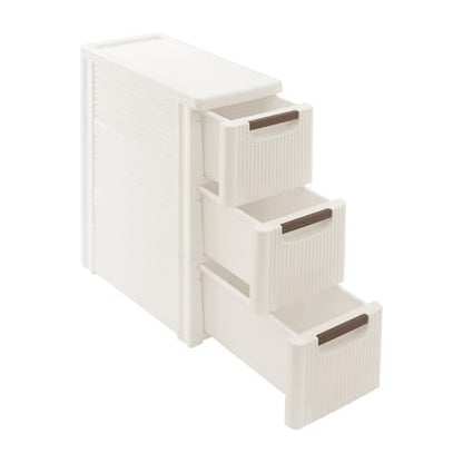 3 Tier Mobile Storage Cart, Modern White Slim Rolling Storage Cabinet with Wheels, Compact Organizer Cart for Kitchen Bathroom Bedroom Office (3 Drawer) - size: 3 Drawer