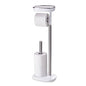 Joseph Joseph EasyStore Butler Toilet Paper Holder Stand and Spare Roll Storage with Shelf and Drawer, Stainless Steel - style: Stand