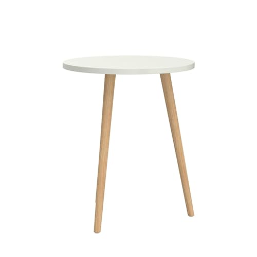 AWASEN Round Side Table, Small Accent Table Nightstand Modern End Table for Living Room Bedroom Office Small Spaces, 15.7''Dia x 19.69''H (White) - color: White