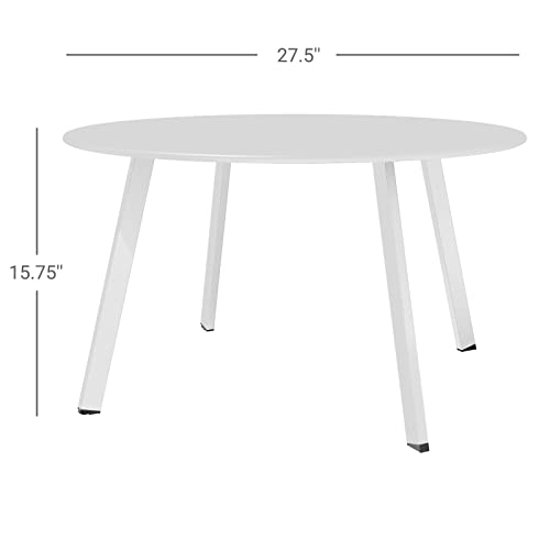 Grand patio 28-inch Outdoor Steel Coffee Table, Round Patio Side Table, Great for Backyard Patio Deck, White - color: White, style: 1 PC