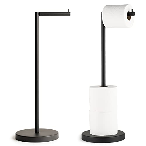 Marmolux Acc - Free Standing Toilet Paper Holder Stand 1pc - Bathroom Storage for 4 Rolls of Toilet Tissue Modern Stainless Steel Matte Black - Toilet Roll Stand - color: Matte Black