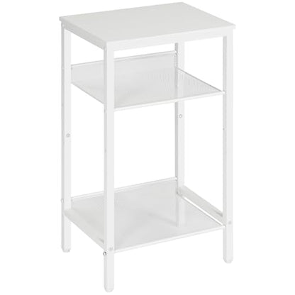 HOOBRO Tall Side Table, 3-Tier Telephone End Table with Adjustable Mesh Shelves, Small Entryway Table with Storage, Small Nightstand for Living Room, Bedroom, Hallway, Office, White WW01DH01G1 - color: White