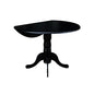 IC International Concepts, 42" Round Dual Drop Leaf Pedestal Dining Table, Solid Wood, Real Parawood, 42" W x 42" D x 29.5" H, Easy Assembly, Black - color: Black