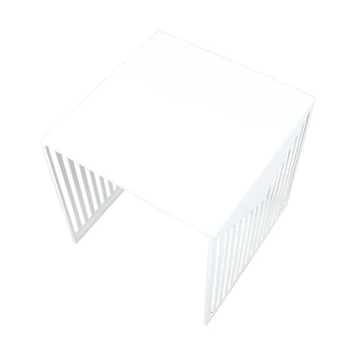 LeisureMod Mid-Century Design Square Side/End Table, Steel Powder Coated Finish, Perfect for Modern and Contemporary Living Space, White - color: White