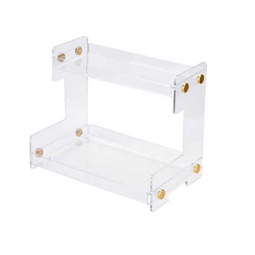Bathroom Counter Organizer 2-Tier Bathroom Organizer Countertop Cosmetics Organizer Vanity Storage Shelf Rack for Bathroom Bedroom Kitchen - color: Clear