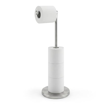 Cesun Extra Weighted Base Toilet Paper Holder Stand - SUS304 Rust Proof Free Standing Tissue Roll Holder for 4 Rolls, No Tipping, No Slipping, Brushed Nickel - color: Brushed Nickel