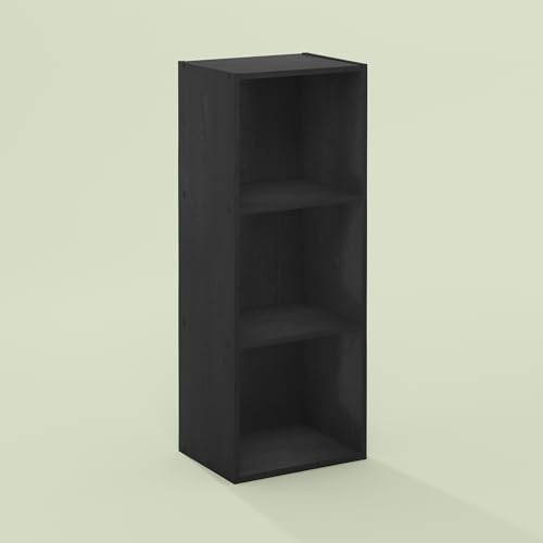 Frei 3-Tier Bookcase, Bookshelf, Toolless Assembly, for Home Office, Living Room, Bedroom, Black Oak - color: Black Oak, size: 9.3 (D) x 12 (W) x 31.5 (H) Inches