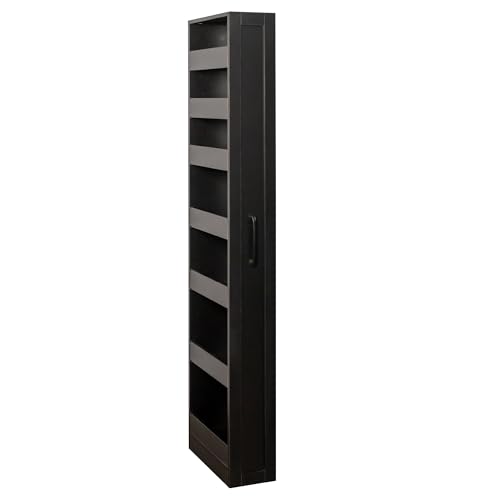 7-Tier Slim Mobile Shelving Cart with Wheels, Rolling Pantry with 7 Baskets, Narrow Pull-Out Utility Cart, Space Saving Storage Organizer Carts for Kitchen Living Room Bathroom Narrow Spaces, Black - size: Black & 7.87"D x 15.75"W x 70.75"H