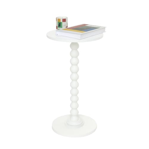 Fultyle Round Side Table, Small Drink Table for Small Spaces, Modern Accent End Table Nightstand with Solid Wood Leg for Living Room, Bedroom, Corners, and Office (White) - color: White