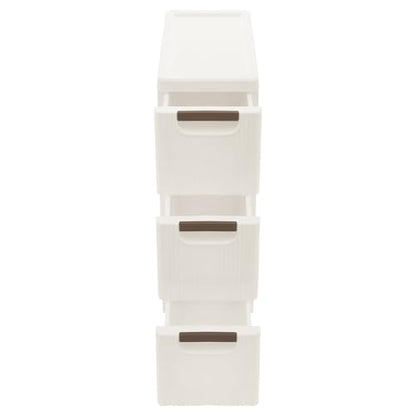 3 Drawer Narrow Storage Cabinet, Slim Plastic Storage Cart for Small Spaces, Freestanding Bathroom Organizer with Pull-Out Drawers for Laundry, Office, Kitchen