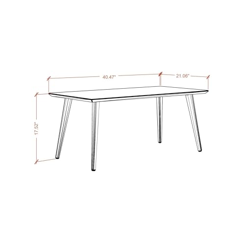 Manhattan Comfort Utopia Collection Mid Century Modern Low Rectangle Accent Living Room End Table With Splayed Legs, Off White (89452) - color: Off White