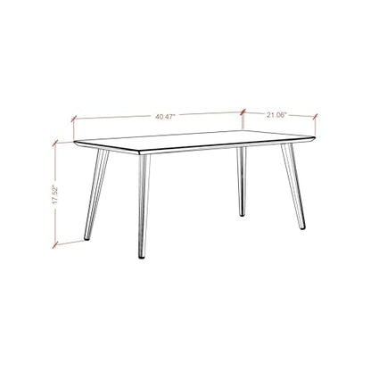 Manhattan Comfort Utopia Collection Mid Century Modern Low Rectangle Accent Living Room End Table With Splayed Legs, Off White (89452) - color: Off White