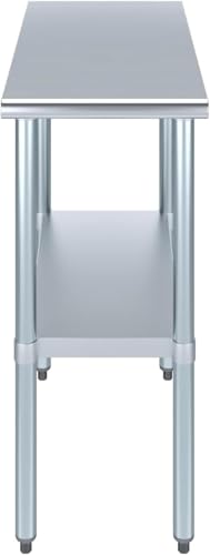 NSF-Certified Heavy-Duty Stainless Steel Prep Table – 30″ x 15″ Utility Workstation Table with Undershelf for Restaurants, Kitchens, Food Trucks - size: 15x30