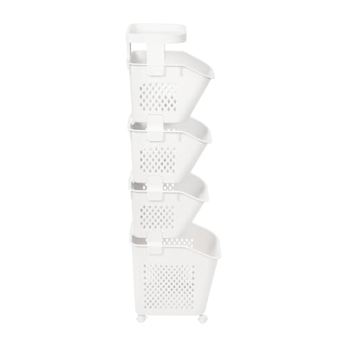 4-Tier Laundry Basket Holder, Utility Laundry Basket with Wheels Clothes Storage Organizer Cart Removable Rolling Laundry Hampers for Bathrooms Bedrooms Kitchen (4-Tier) - size: 4-Tier