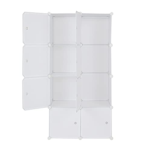 8-Cube Cube Storage, Organizer Stackable Plastic Cube Storage Shelves Design Multifunctional Modular Closet Cabinet with Hanging Rod DIY Stackable Bookshelf, Modular shelving Units Ideal for Home