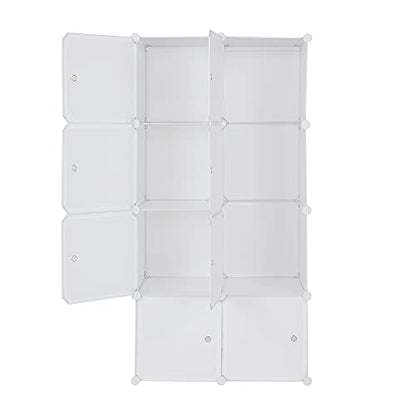 8-Cube Cube Storage, Organizer Stackable Plastic Cube Storage Shelves Design Multifunctional Modular Closet Cabinet with Hanging Rod DIY Stackable Bookshelf, Modular shelving Units Ideal for Home