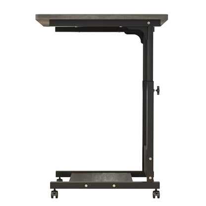 TigerDad Adjustable Height C Table Sofa Side Bedside Table with Wheels, Hospital Bed Table Rolling Tray with Storage, Mobile Computer Desk Laptop Table for Home Use,Gray - color: Grey