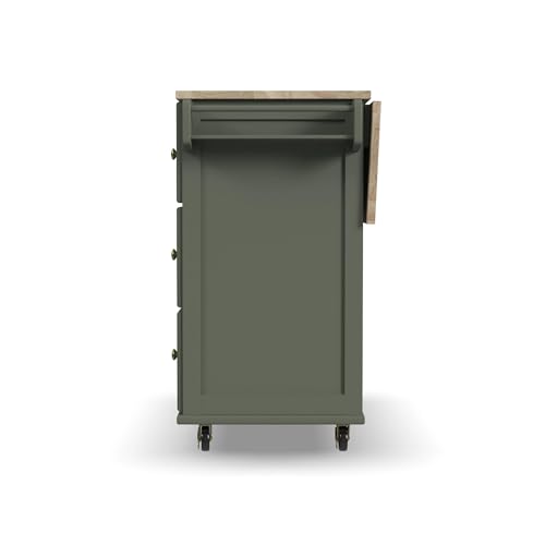 Homestyles Mobile Kitchen Island Cart with Wood Top and Dropleaf Breakfast Bar, 18" D x 53.5" W x 36" H, Green - color: Green