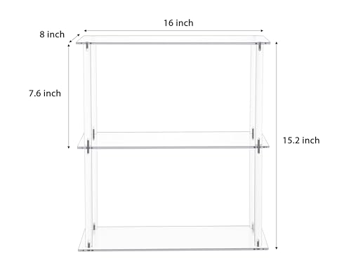 Jusalpha Rectangular 3 Tier Clear Acrylic with Metal Tabletop Display Stand for Desktop Shelf, Bathroom Vanity Cosmetic Makeup Organization Shelves, Home Decor Display Stand (Large 3 Tier) - size: Large 3 Tier