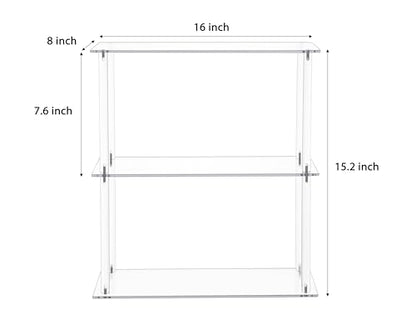Jusalpha Rectangular 3 Tier Clear Acrylic with Metal Tabletop Display Stand for Desktop Shelf, Bathroom Vanity Cosmetic Makeup Organization Shelves, Home Decor Display Stand (Large 3 Tier) - size: Large 3 Tier