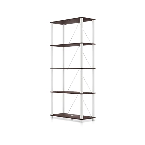 Homes: Inside + Out Apexa Modern 5-Tier Wide Shelving Units, Collectibles Display Shelves, Easy Assembly Standing Shelf, Home Storage Organizer for Living Room, Bedroom, Office, Espresso - color: Espresso, size: 5-Tier (Wide)