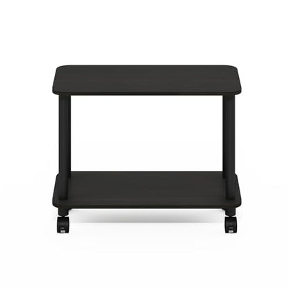 Furinno Turn-N-Tube Side Table, 2-Tier Sofa End Table with Wheels, Toolless Assembly Night Stand, Bedside Table with Open Shelf, for Living Room, Bedroom, Dark Espresso - color: Dark Espresso/Black