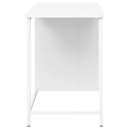 Industrial Computer Desk with 3 Drawers White 41.3"x20.5"x29.5" Steel Writing Table for Home Office Small Spaces, Durable Workstation Study Desk