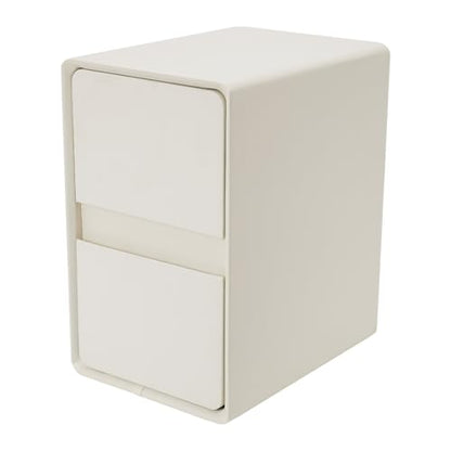 Modern Bedside Table, Minimalist Nightstand Small Narrow Side Table with 2 Drawers for Bedroom Living Room Small Space White