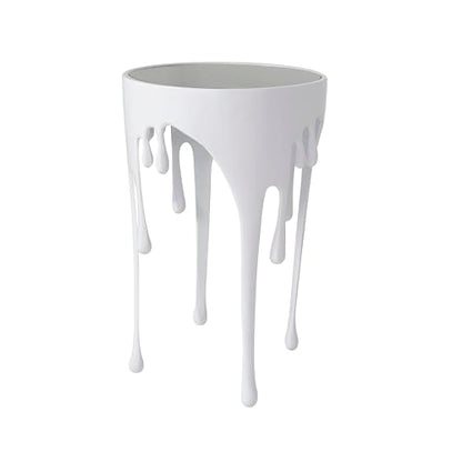 Deco 79 Aluminum Metal Abstract Side Table 16" x 16" x 25", White | Accent table, drip end table with melting designed legs and black glass top, unique end table, living room decor - color: White