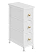 CHOEZON Narrow Side Table with 3 Fabric Drawers, Industrial Slim Bedside Table for Small Spaces, Bedroom, Living Room, Dormitory, White TBZ09WB - color: White