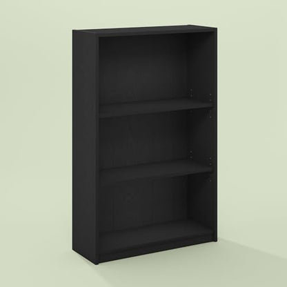 Frei 3-Tier Adjustable Bookcase, Bookshelf, for Living Room and Home Office, Black Oak - color: Black Oak, size: 9.5 (D) x 24.5 (W) x 40.3 (H) inches