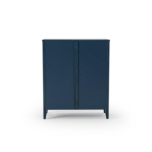 Camaflexi Shaker Style 3 Shelf Bookcase/Solid Wood / 36" High/Adjustable Shelving/Closed Back/Display Bookshelf for Living Room, Bedroom, Home and Office, Deep Ocean Blue - color: Deep Ocean Blue, size: 36"