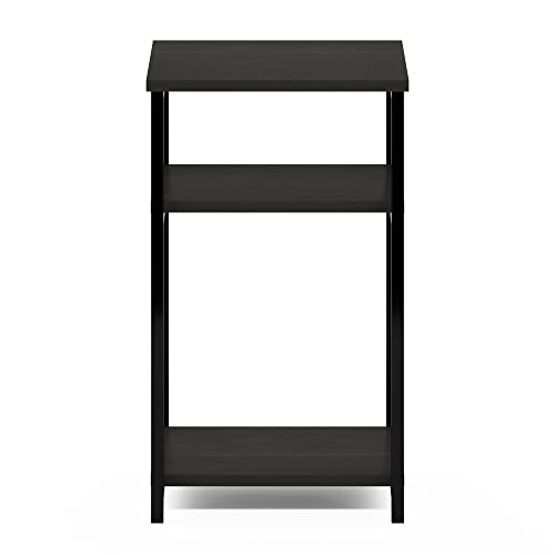 Furinno JUST Night Stand, Nightstand, 3-Tier Metal Frame End Table with Open Shelf, Side Table, End Table, for Living Room, Bedroom, Espresso - color: Espresso