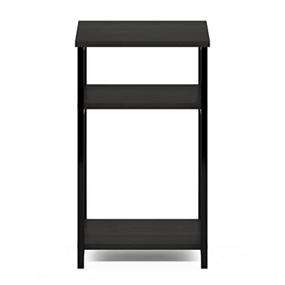Furinno JUST Night Stand, Nightstand, 3-Tier Metal Frame End Table with Open Shelf, Side Table, End Table, for Living Room, Bedroom, Espresso - color: Espresso