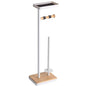 Clasin Home Toilet Paper Holder Stand, Free Standing Toilet Paper Holder with Storage and Top Shelf, White Toilet Paper Stand Weighted Base with Bamboo Design for Bathroom - color: White With Bamboo Base