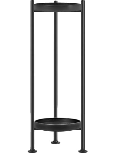 Lilybud--lily Plant Stand Indoor Outdoor, 2 Tier Iron Plant Stand, 30'' Tall Pedestal Stand Outdoor, Metal Flower Stands for Indoor Plants, Balcony, Living Room - color: black