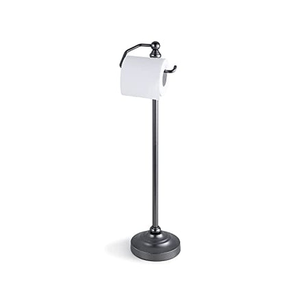 SunnyPoint Deluxe Free Standing Heavy Weighted Toilet Tissue Paper Roll Holder Stand (Black Nickel) - color: Black Nickel