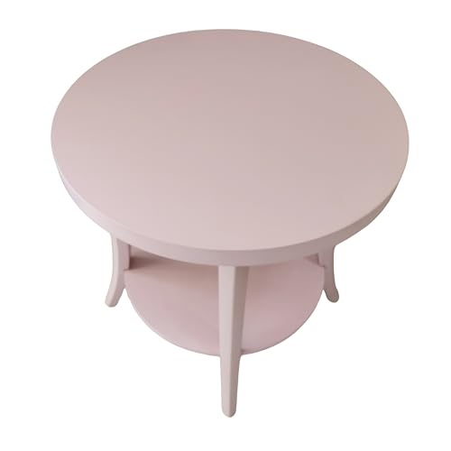Roundhill Furniture Perth Contemporary Round End Table with Shelf - color: Pink