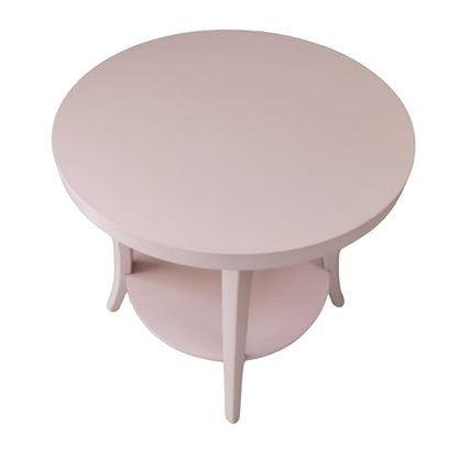 Roundhill Furniture Perth Contemporary Round End Table with Shelf - color: Pink