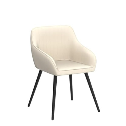 annjoe Faux Leather Accent Chair Arm Chairs Living Room Chairs Leisures Chair Upholstered Chair with Metal Legs Set of 2 for Home Kitchen Office Bistro Cafe - color: Beige