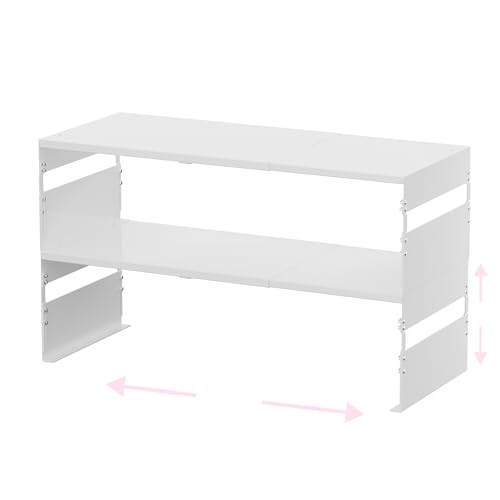 Adjustable Metal Bedside Shelf – Stackable Shelf for Bedroom, Living Room, Office, Space-Saving Storage Organizer, Easy Assembly，Sleek Matches Any Decor（2PACKS/White - color: 2packs/White