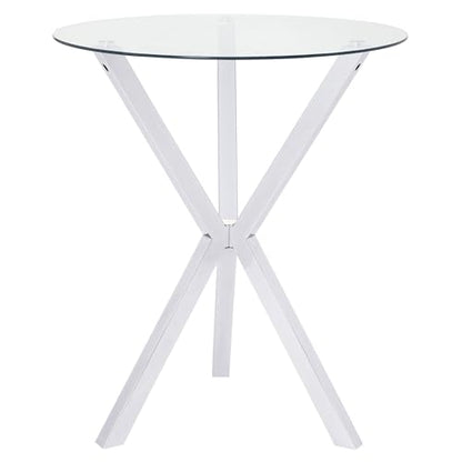 Coaster Home Furnishings - Denali - Glass & Metal - 35-Inch Round Glass Top with X - Shaped Base - Dining Room & Home Bar - Chrome - 100186