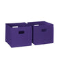 RiverRidge Folding Storage Bins - 2-pack of 10in Tall Dark Purple Cubes | Fabric Bins, Set of 2 Storage Cubes, Cut-out Handles, Playroom Closet Organizer, Collapsible Cubby with Bottom Board Insert - color: 2 Dark Purple 10in H Bins